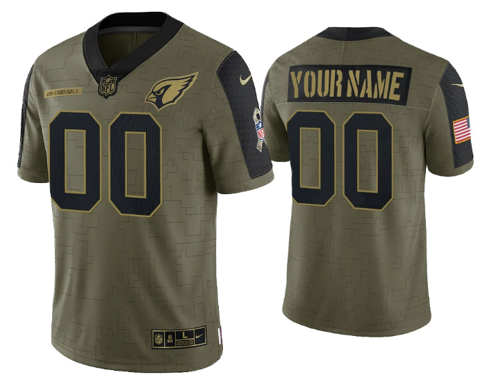 Men's Arizona Cardinals Customized 2021 Olive Salute To Service Limited Stitched Jersey